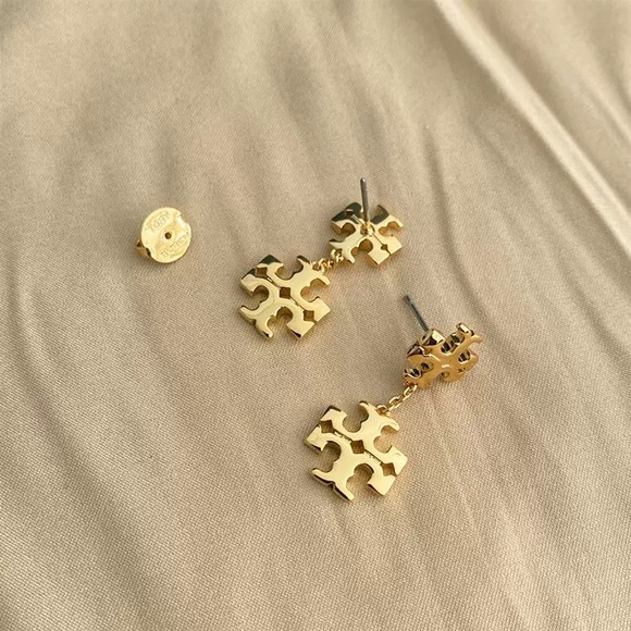 Tory Burch Gold Double Drop Earrings - Picture 2 of 8